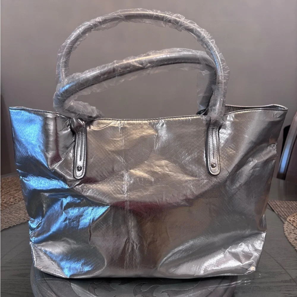 Michael Kors Metallic Silver Tote - Picture 2 of 6